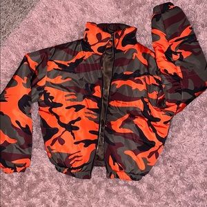 Orange/Green Camo Crop Coat 🔥